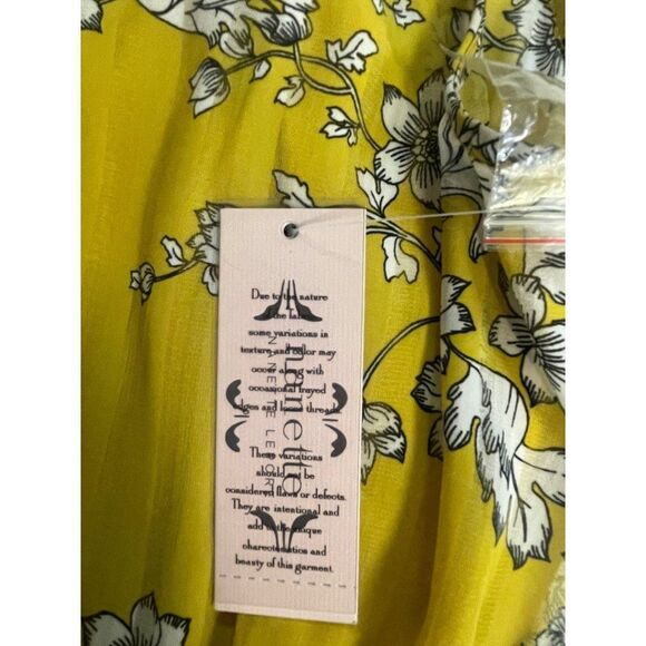 NANETTE LEPORE Gold smocked floral print Dress 8 - Picture 9 of 9